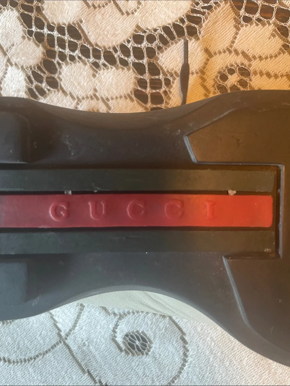 Gucci Vintage Unisex White Leather Lace-Up Sneakers Black Trim Signature Web